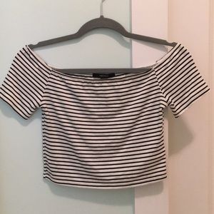 Black and white striped crop top